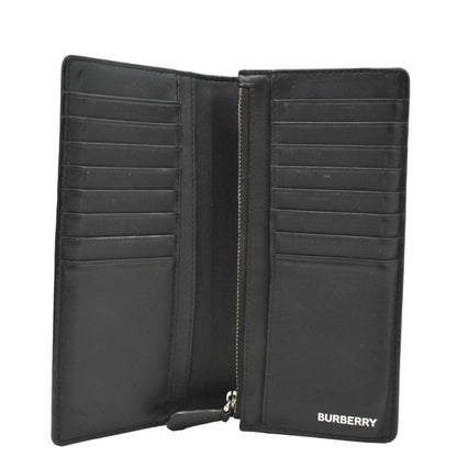 BURBERRY London Check Leather Zip Wallet Black