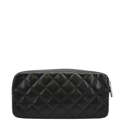 CHANEL Front Pocket Quilted Caviar Leather Chain Shoulder Bag Black