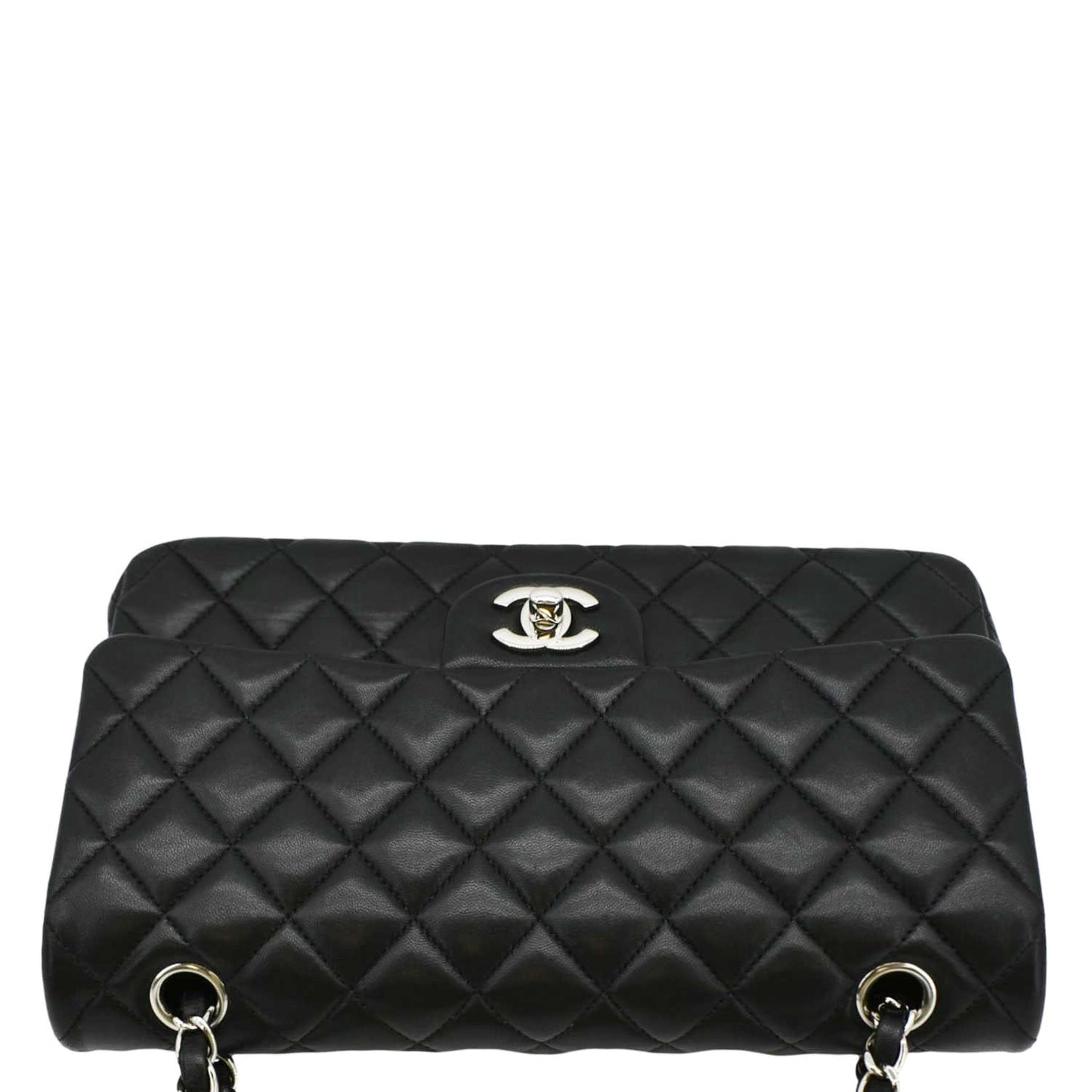 CHANEL Classic Medium Double Flap Quilted Leather Shoulder Bag Black