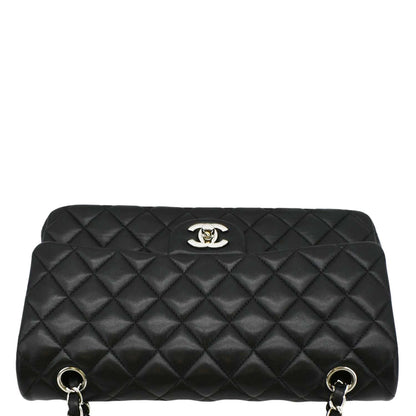 CHANEL Classic Medium Double Flap Quilted Leather Shoulder Bag Black