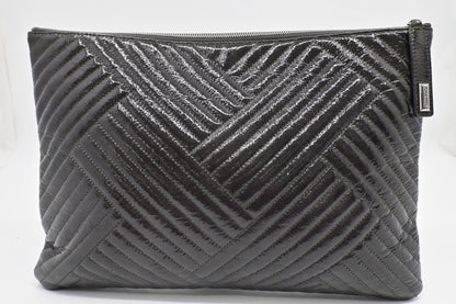 Chanel Medium O Case in Gray Patent Leather
