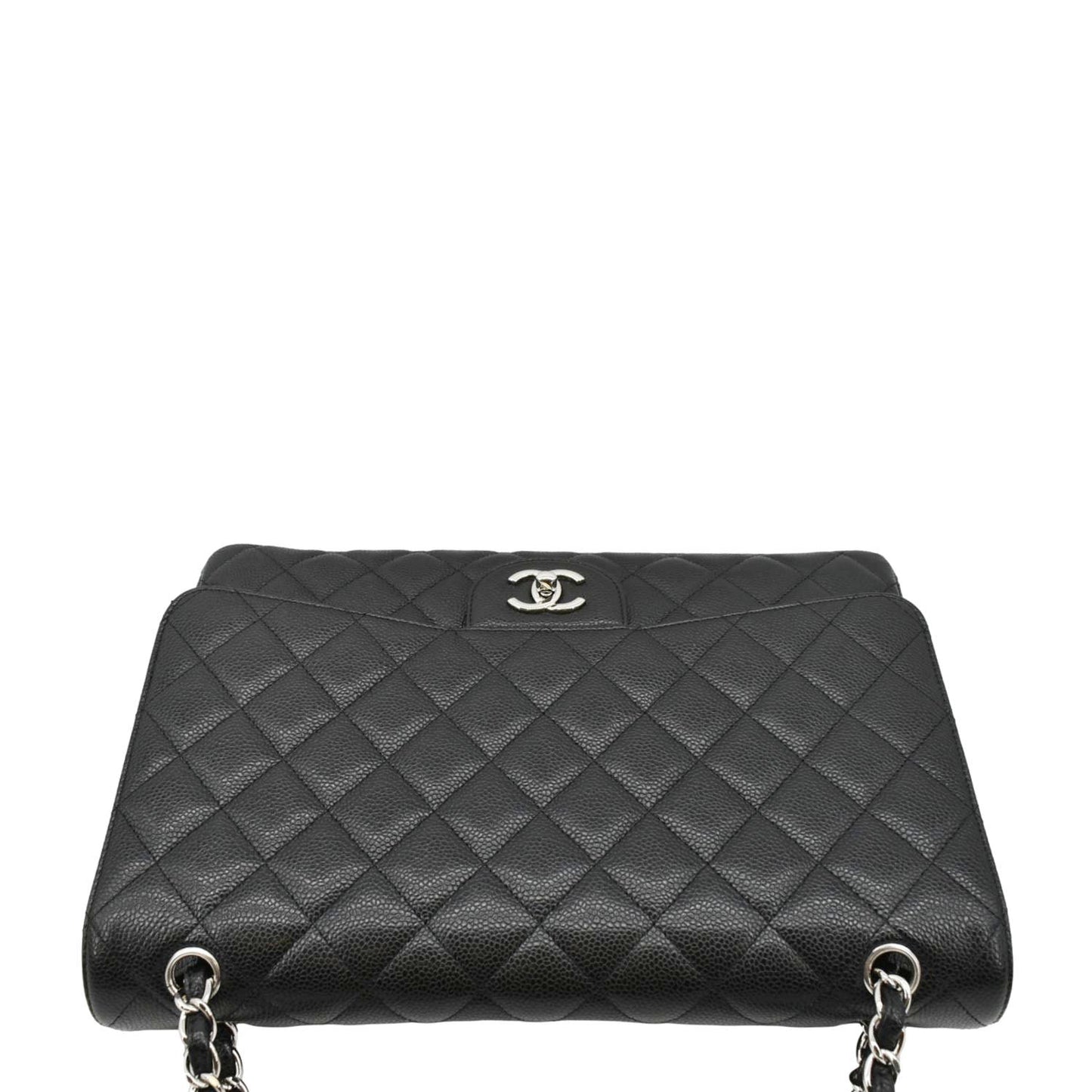 CHANEL Classic Maxi Single Flap Caviar Leather Shoulder Bag Black