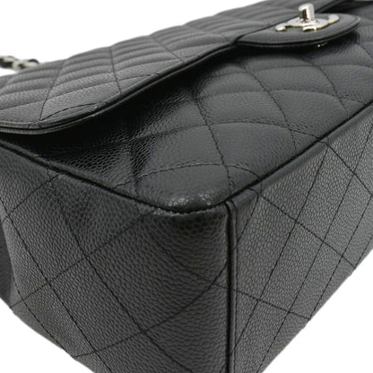 CHANEL Classic Maxi Single Flap Caviar Leather Shoulder Bag Black