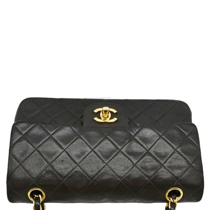 CHANEL Vintage Classic Double Flap Medium Quilted Leather Shoulder Bag Dark Brown