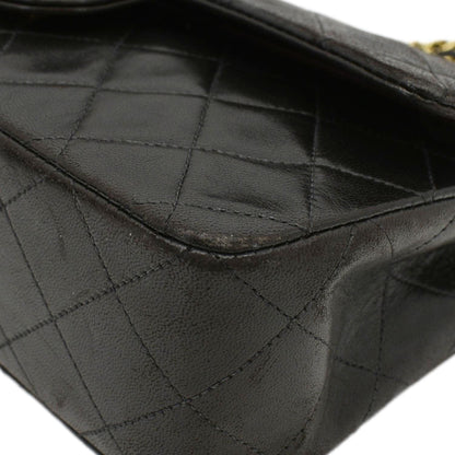 CHANEL Vintage Classic Double Flap Medium Quilted Leather Shoulder Bag Dark Brown