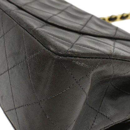 CHANEL Vintage Classic Double Flap Medium Quilted Leather Shoulder Bag Dark Brown