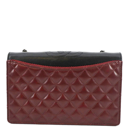 CHANEL Grosgrain Ballerine Flap Quilted Leather Crossbody Bag Maroon