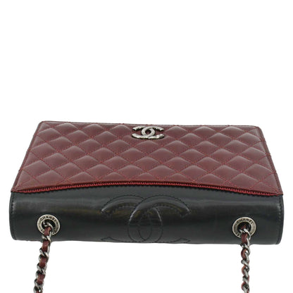 CHANEL Grosgrain Ballerine Flap Quilted Leather Crossbody Bag Maroon