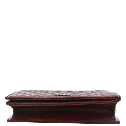 CHANEL Grosgrain Ballerine Flap Quilted Leather Crossbody Bag Maroon