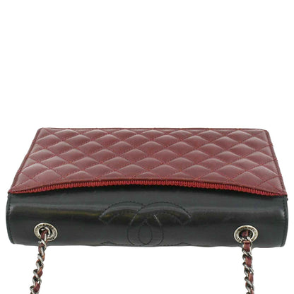 CHANEL Grosgrain Ballerine Flap Quilted Leather Crossbody Bag Maroon