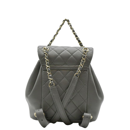 CHANEL Duma Small Quilted Leather Backpack Bag Grey