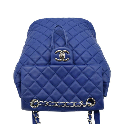 CHANEL Urban Spirit Quilted Leather Backpack Bag Blue