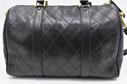 Chanel Bicolor Boston Bag in Black Quilted Lambskin