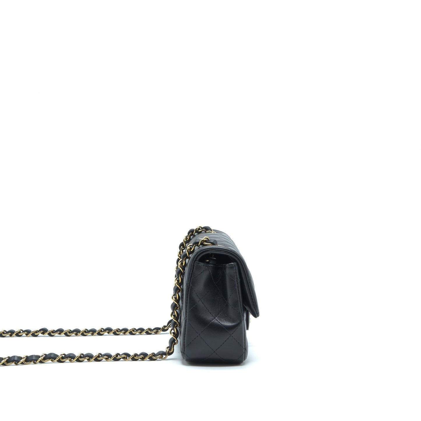 Chanel Mini Rectangular Flap Bag Lambskin Black LGHW(Microchipï¼