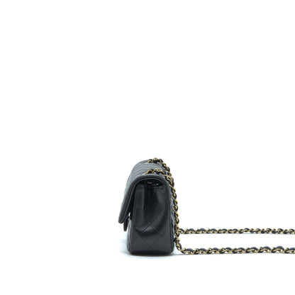Chanel Mini Rectangular Flap Bag Lambskin Black LGHW(Microchipï¼