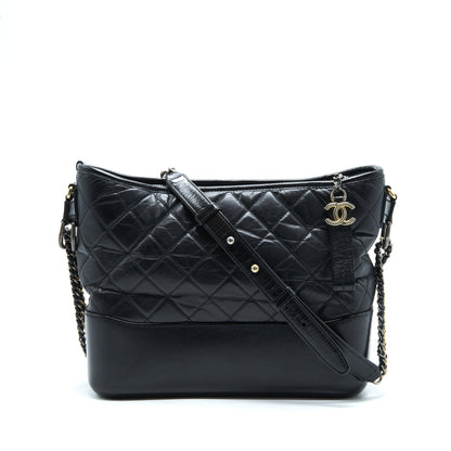 Chanel Large Gabrielle Hobo Bag Black Gold/Sliver Hardware