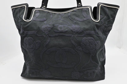 Chanel Camellia Tote in Black Canvas