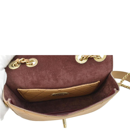 CHANEL Multi Pouching Flap With Coin Purse Quilted Calfskin Leather Crossbody Bag Brown
