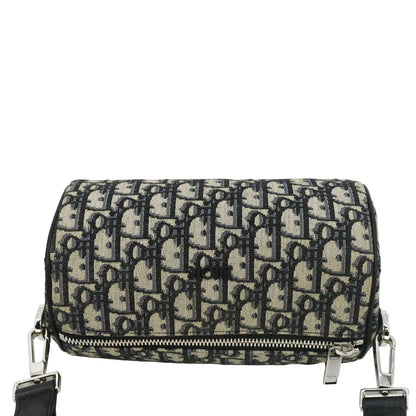 CHRISTIAN DIOR Roller Oblique Canvas Messenger Bag Navy Blue