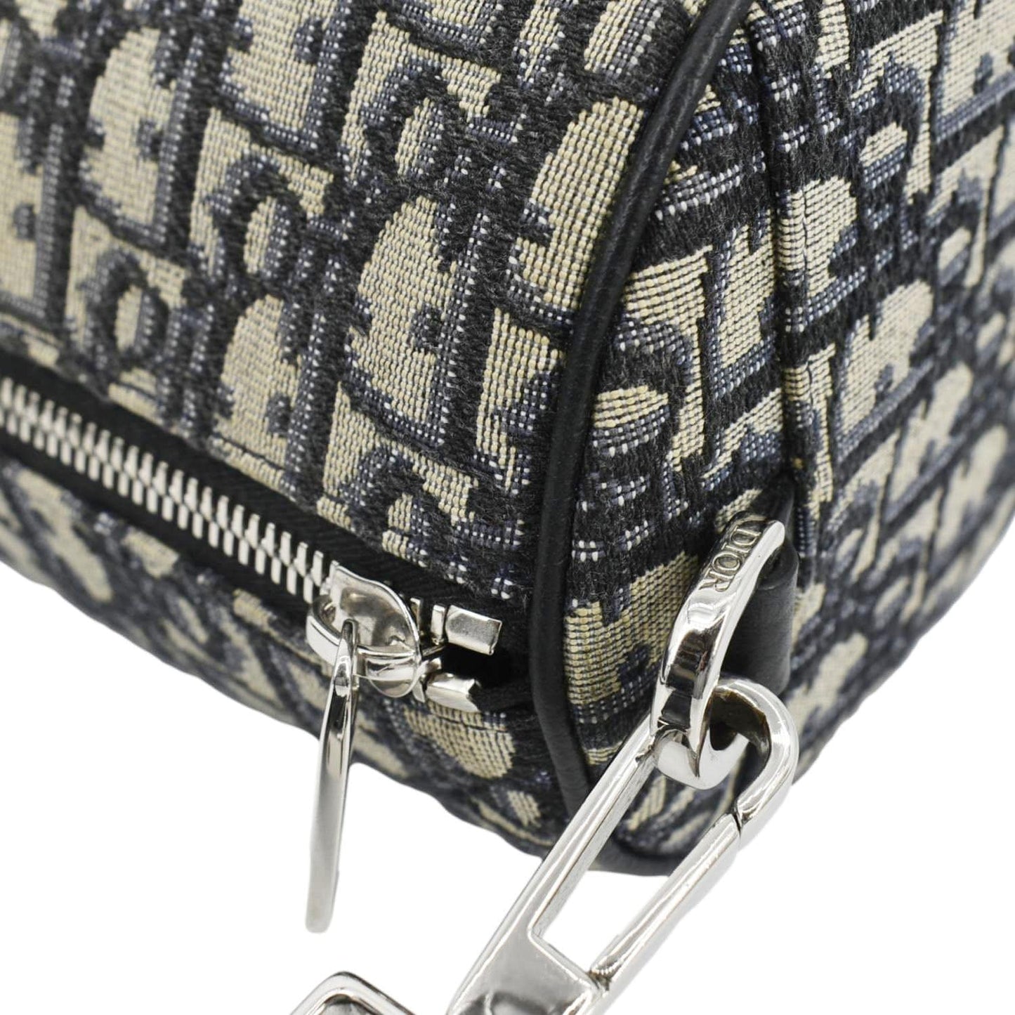 CHRISTIAN DIOR Roller Oblique Canvas Messenger Bag Navy Blue