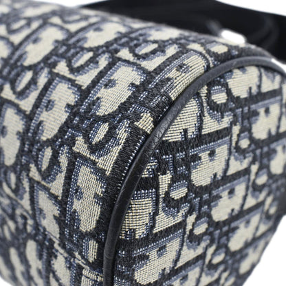 CHRISTIAN DIOR Roller Oblique Canvas Messenger Bag Navy Blue