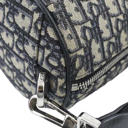 CHRISTIAN DIOR Roller Oblique Canvas Messenger Bag Navy Blue