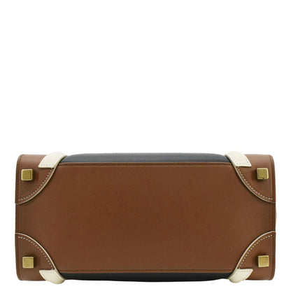 CELINE Luggage Smooth Leather Shoulder Bag Tricolor