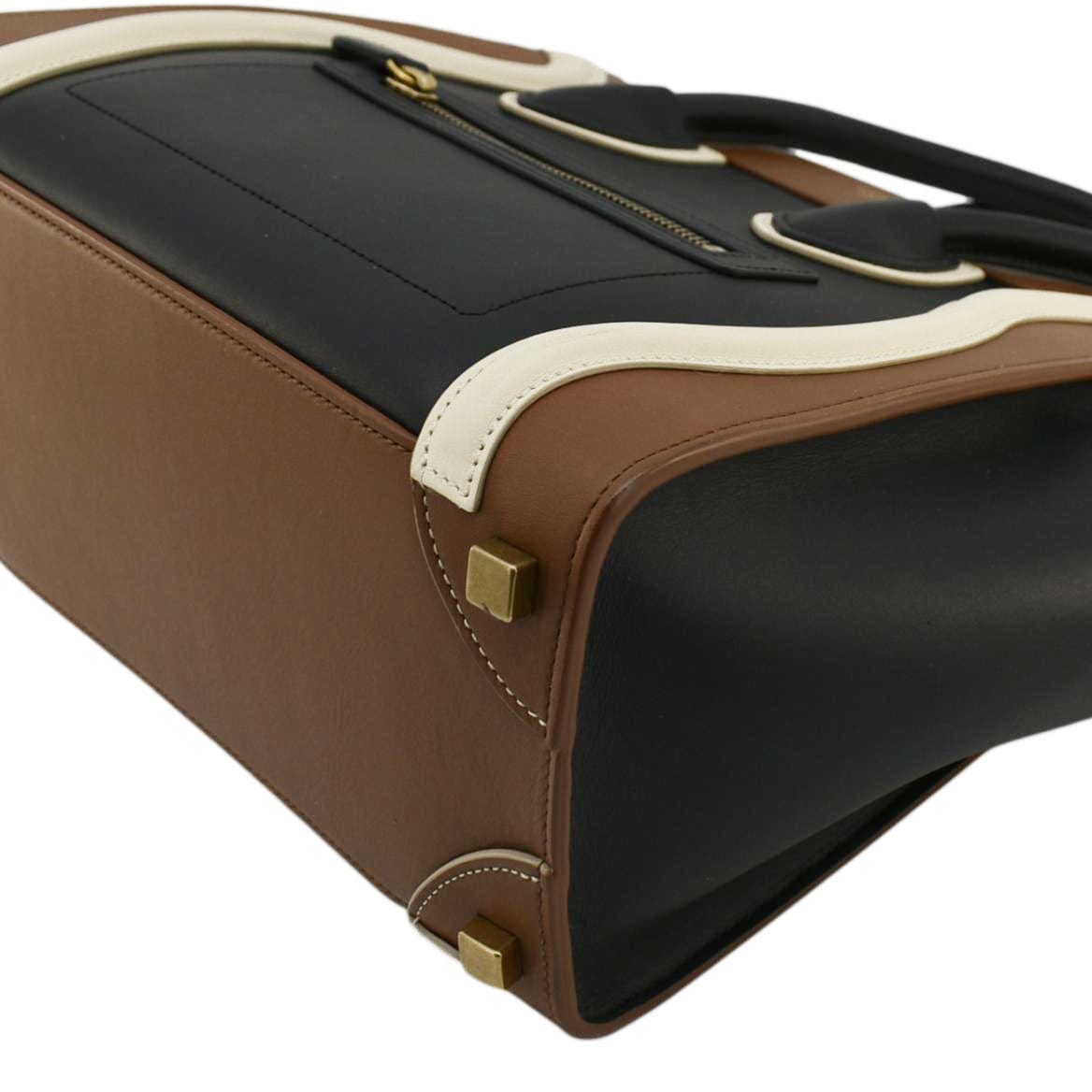 CELINE Luggage Smooth Leather Shoulder Bag Tricolor