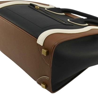 CELINE Luggage Smooth Leather Shoulder Bag Tricolor