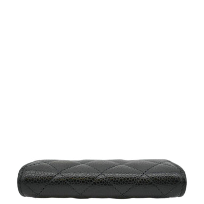 CHANEL Flap Quilted Caviar Leather Card Holder Black