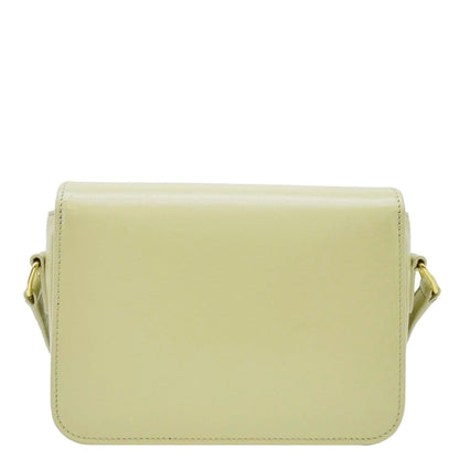 CELINE Teen Triomphe Leather Shoulder Bag Almond Green