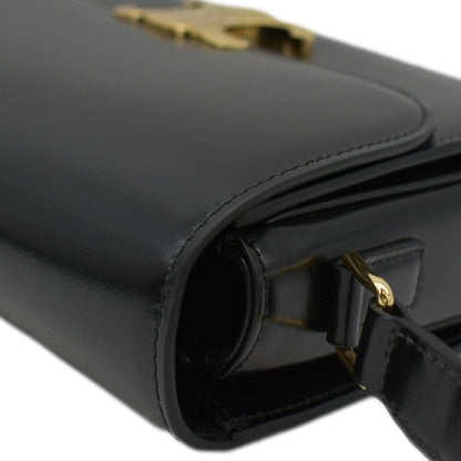 CELINE Classique Triomphe Medium Leather Shoulder Bag Black