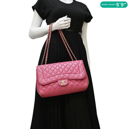 CHANEL Mademoiselle Chic Flap Medium Leather Shoulder Bag Pink