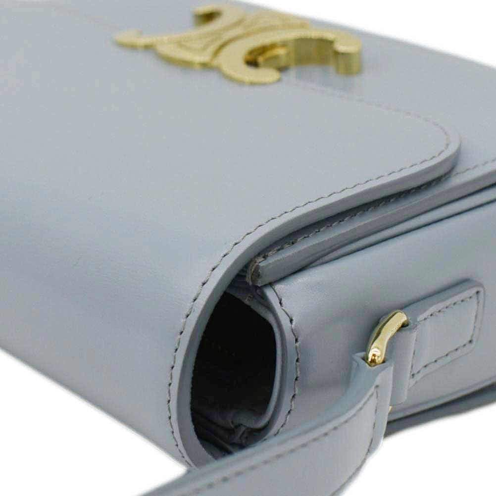 CELINE Teen Triomphe Leather Shoulder Bag Soft Pale Blue