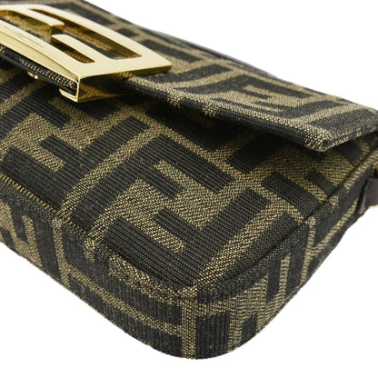 FENDI Baguette Mini Zucca Canvas Shoulder Bag Brown