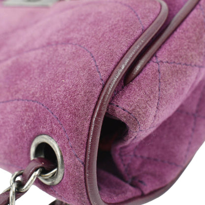 CHANEL Pagoda Flap Suede Leather Shoulder Bag Purple