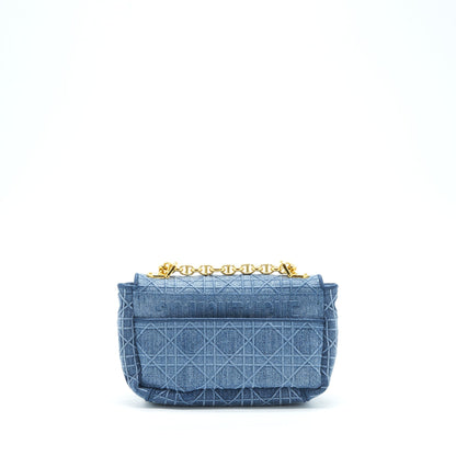 Dior Small Dior Caro Purse Denim Blue