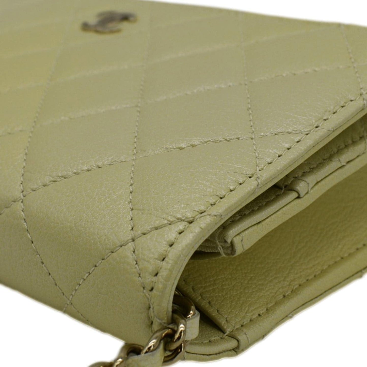 CHANEL WOC Quilted Leather Crossbody Bag Light Green