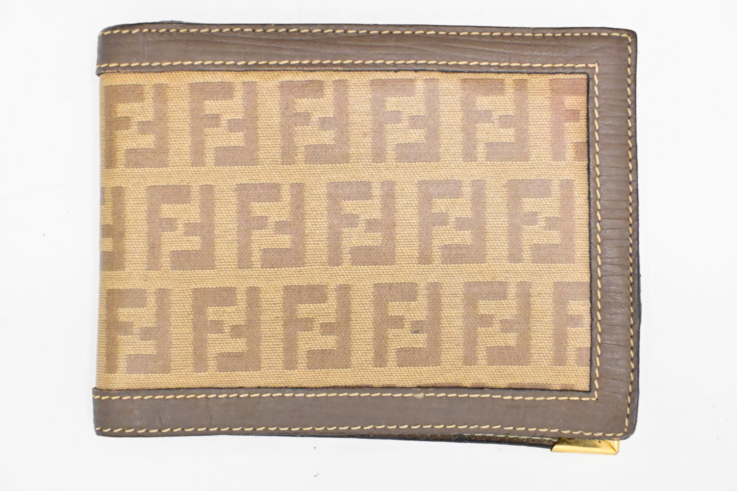 Fendi Bifold Wallet in Beige Zucchino Canvas