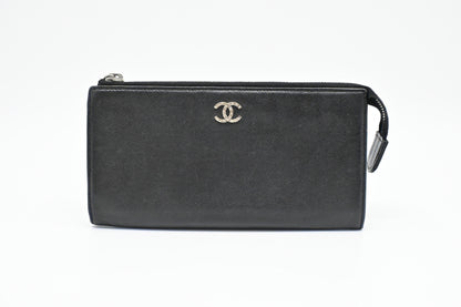 Chanel Zippy Long Wallet in Black Caviar Leather