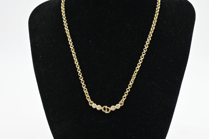 Dior Initials Necklace with Rhinestones