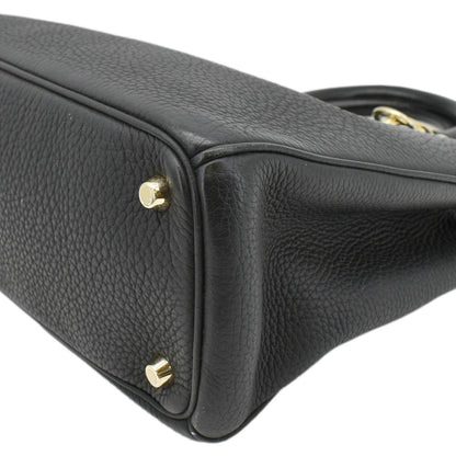 CHRISTIAN DIOR Diorissimo Leather Tote Shoulder  Bag Black