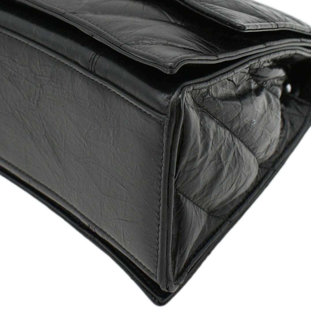 BALENCIAGA Hourglass Medium Crushed Leather Chain Wallet Shoulder Bag Black
