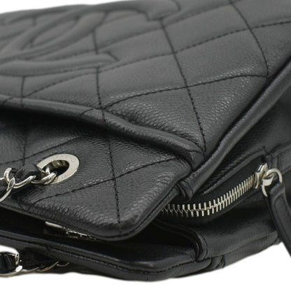 CHANEL Timeless CC Soft Quilted Caviar Leather Shopping Tote Bag Black