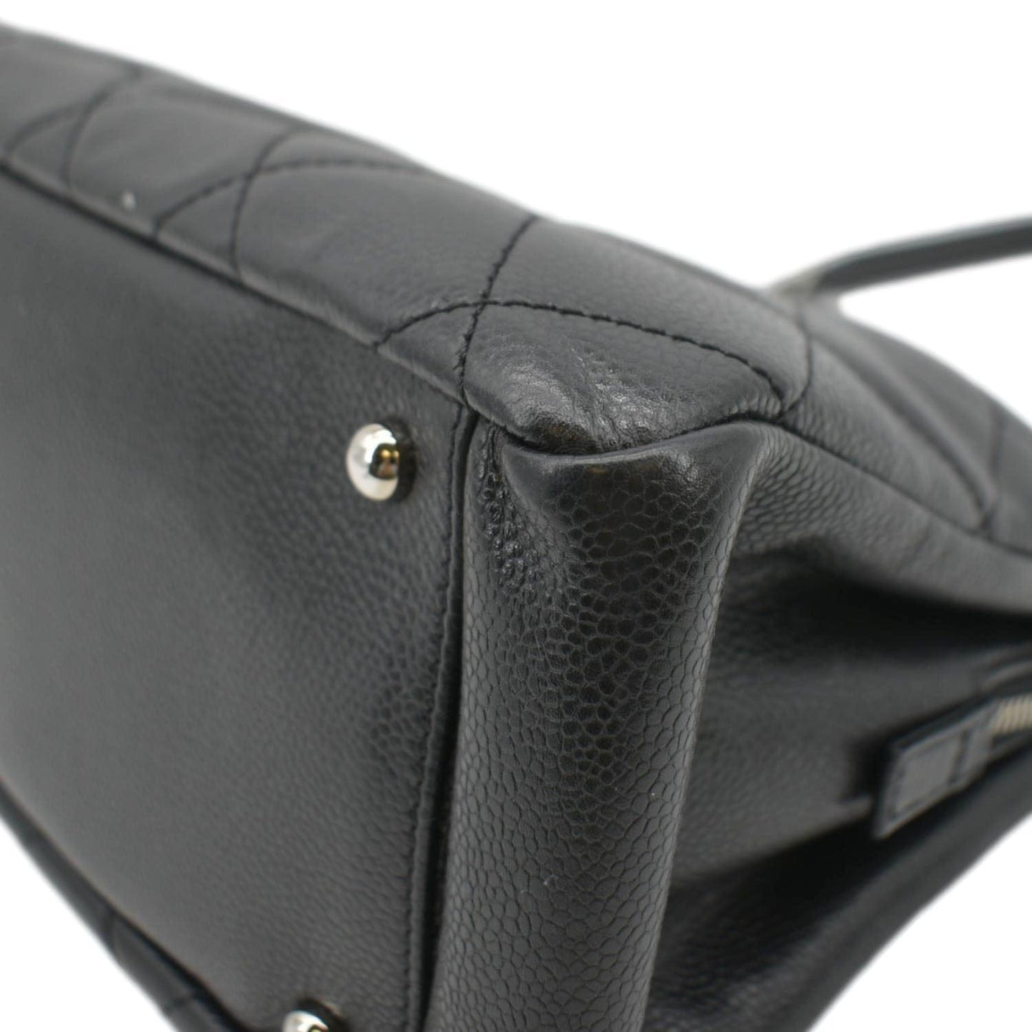 CHANEL Timeless CC Soft Quilted Caviar Leather Shopping Tote Bag Black