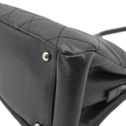 CHANEL Timeless CC Soft Quilted Caviar Leather Shopping Tote Bag Black