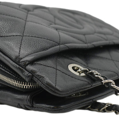 CHANEL Timeless CC Soft Quilted Caviar Leather Shopping Tote Bag Black