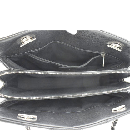 CHANEL Timeless CC Soft Quilted Caviar Leather Shopping Tote Bag Black