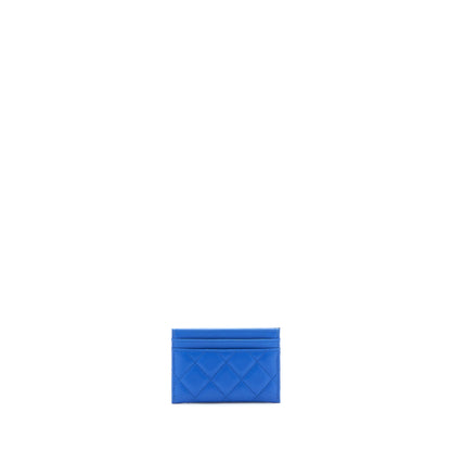 Chanel Classic CC Card Holder Lambskin Blue SHW