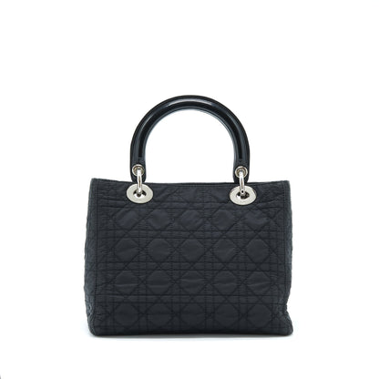 Dior Vintage Medium Lady Dior Nylon/Fabric Black